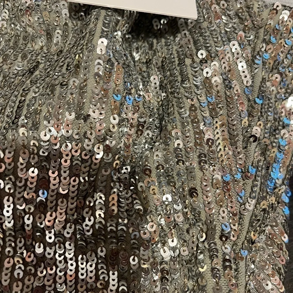 Generation Love Tina Silver Sequin One Shoulder Top Sz XXS NWT - Picture 4 of 7